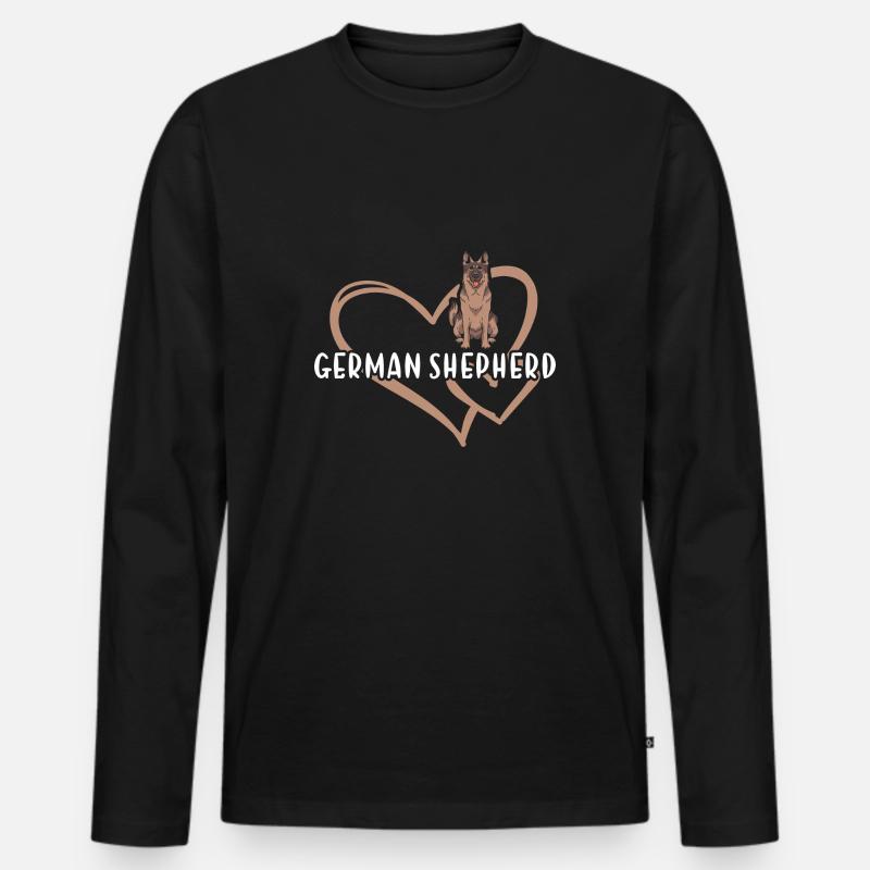 German Shepherd Heart - Männer Premium Bio Langarmshirt - Schwarz