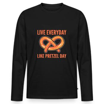 bretzel - T-shirt manches longues Premium bio Homme - noir - Devant - Nico (187cm)