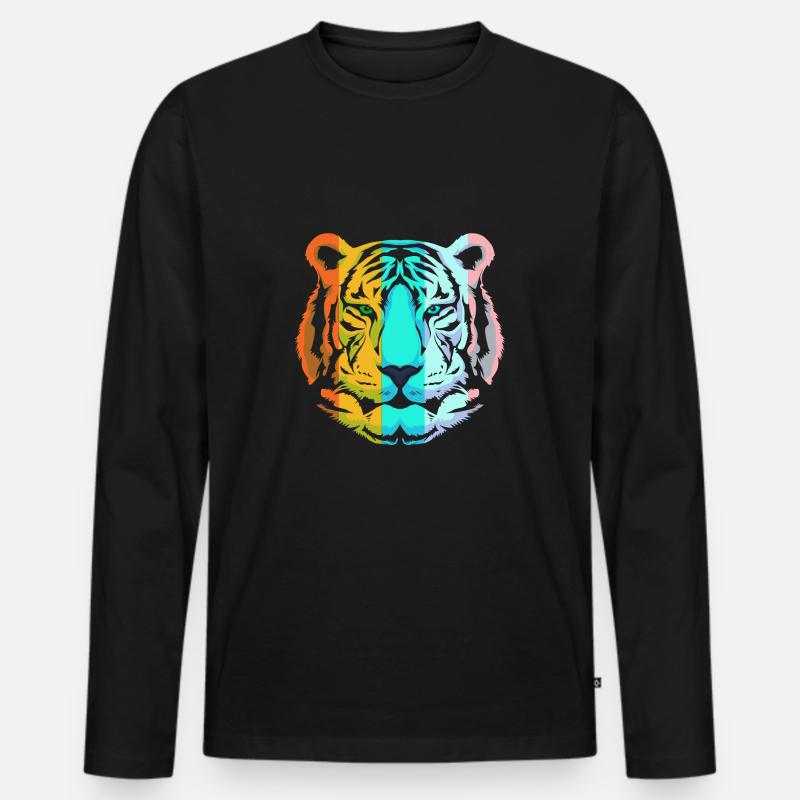Weißer Tiger - Männer Premium Bio Langarmshirt - Schwarz