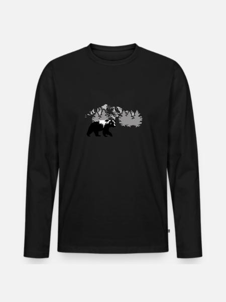 Grizzly Bear - Bär - Braunbär - Männer Premium Bio Langarmshirt - Schwarz