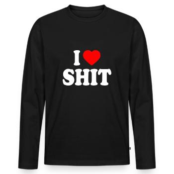 I love shit - T-shirt manches longues Premium bio Homme - noir - Devant - Nico (187cm)