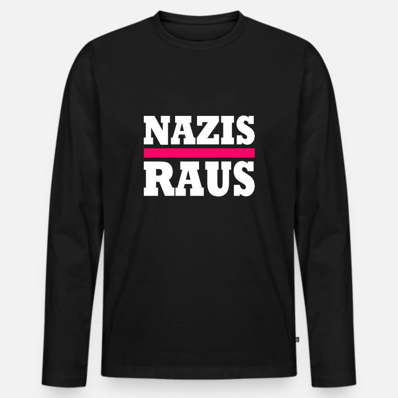 Nazis raus - Männer Premium Bio Langarmshirt - Schwarz
