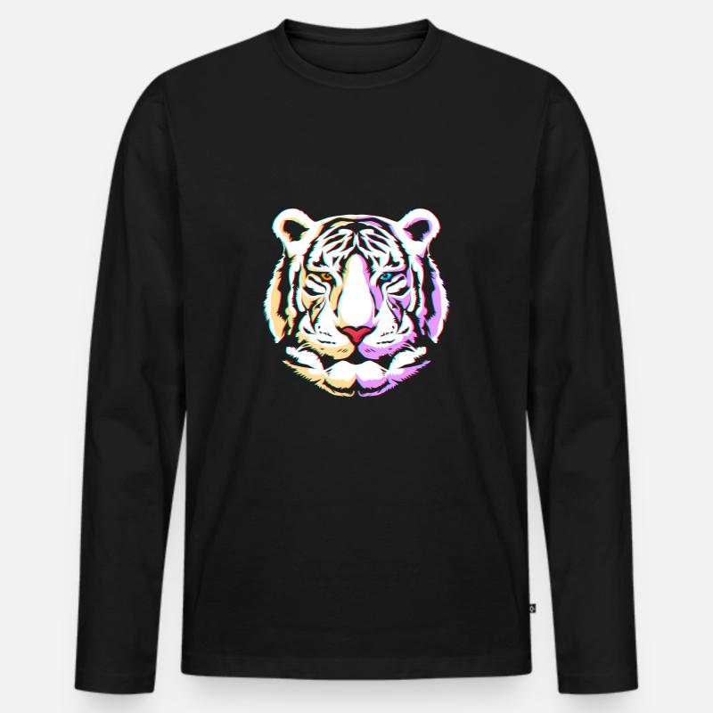 Weißer Tiger - Männer Premium Bio Langarmshirt - Schwarz
