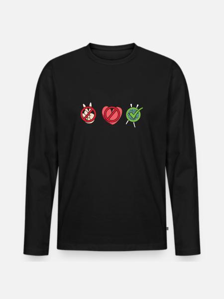 Knitter Peace Love Knitting - Men's Premium Organic Long Sleeve Shirt - black