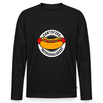 Hot Dog Snack - Men's Premium Organic Long Sleeve Shirt - black - Front - Nico (187cm)
