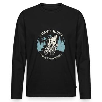 Gravel Rider Gravel Bike Vélo de course Hors route Vélo - T-shirt manches longues Premium bio Homme - noir - Devant - Nico (187cm)