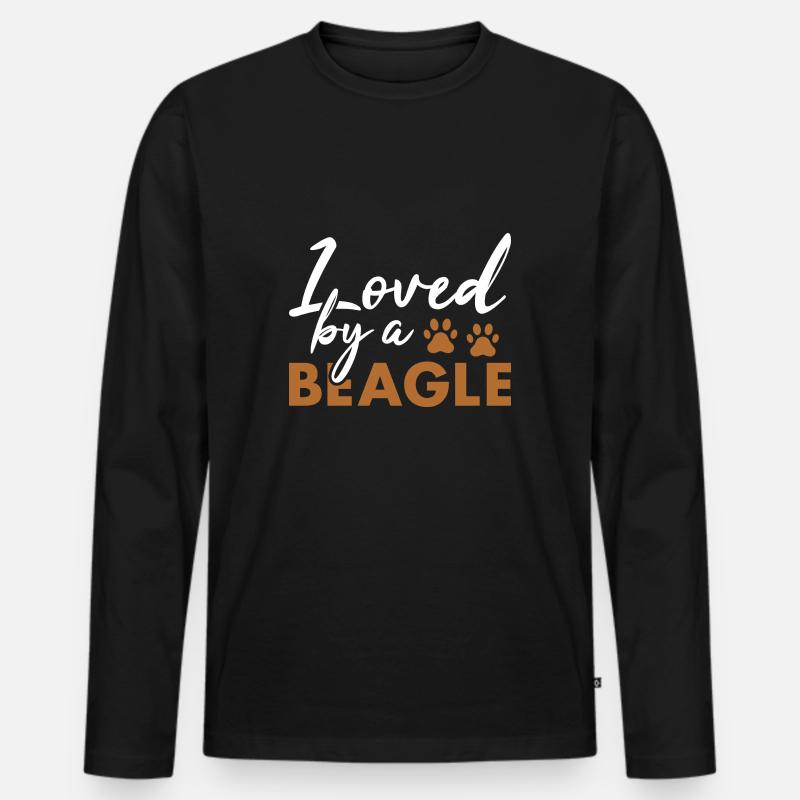 Loved By A Beagle - Männer Premium Bio Langarmshirt - Schwarz