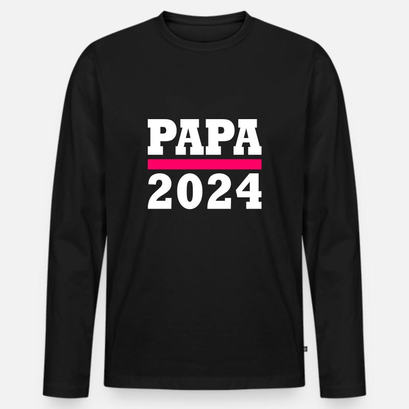 Papa 2024 - Männer Premium Bio Langarmshirt - Schwarz