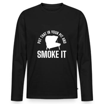 BBQ Grill King Grill Master Grill Tongs - Men's Premium Organic Long Sleeve Shirt - black - Front - Nico (187cm)