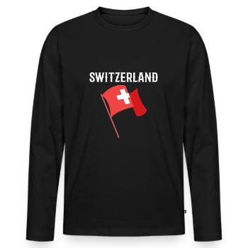 Switzerland - Men's Premium Organic Long Sleeve Shirt - black - Front - Nico (187cm)