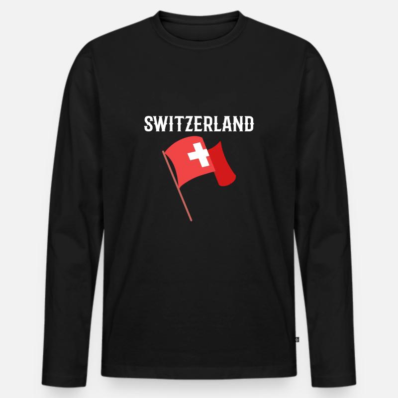 Schweiz - Männer Premium Bio Langarmshirt - Schwarz