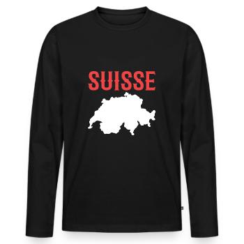 Schweiz Schweizer Schweizerdeutsch - Männer Premium Bio Langarmshirt - Schwarz - Vorne - Nico (187cm)