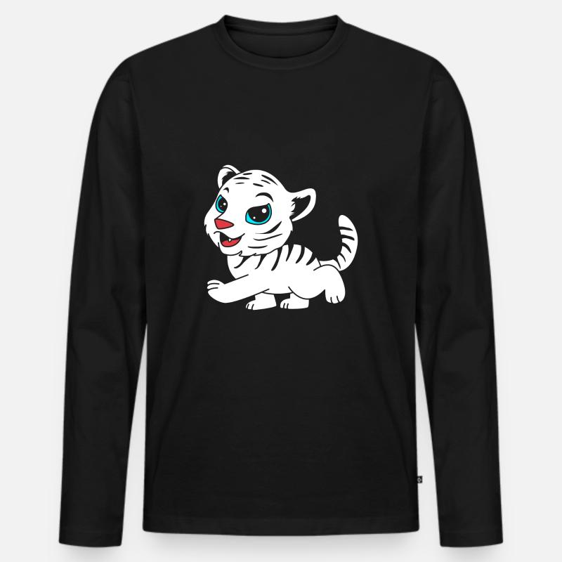 Weißer Tiger - Männer Premium Bio Langarmshirt - Schwarz