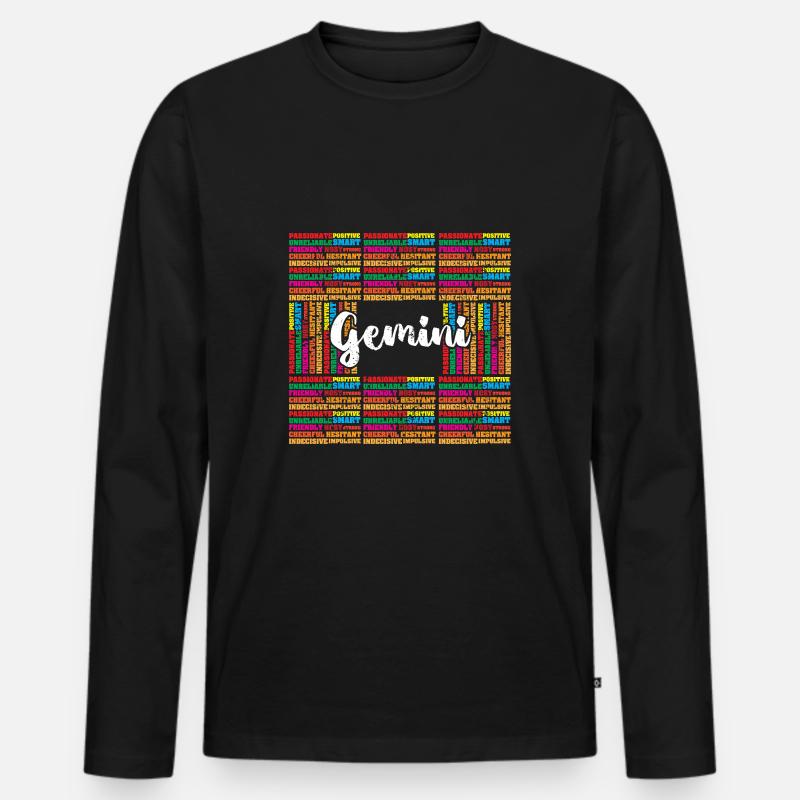 Sternzeichen Zwilling - Männer Premium Bio Langarmshirt - Schwarz