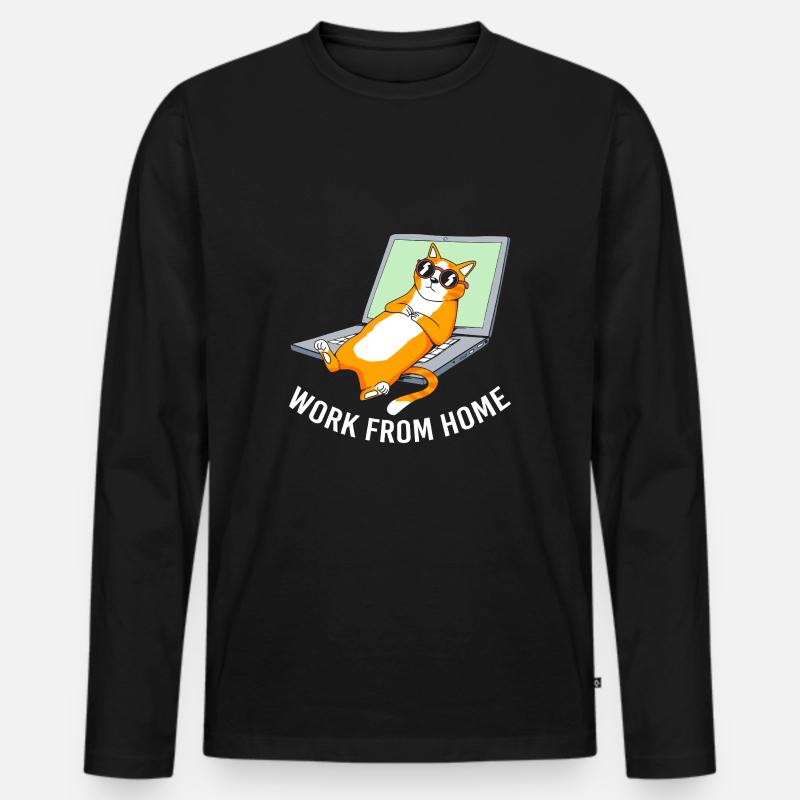 Remote Homeoffice - Männer Premium Bio Langarmshirt - Schwarz