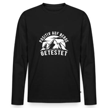 Positiv Auf Berge Getestet Bergsteiger Berg Spruch - Männer Premium Bio Langarmshirt - Schwarz - Vorne - Nico (187cm)