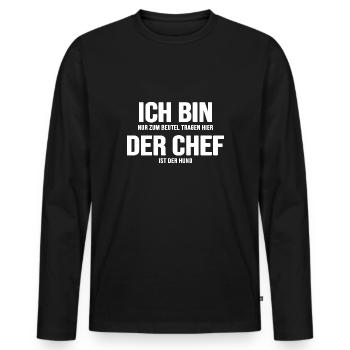 Chien Parc à chiens Dresseur de chiens Promeneur de chiens Chef de meute - T-shirt manches longues Premium bio Homme - noir - Devant - Nico (187cm)