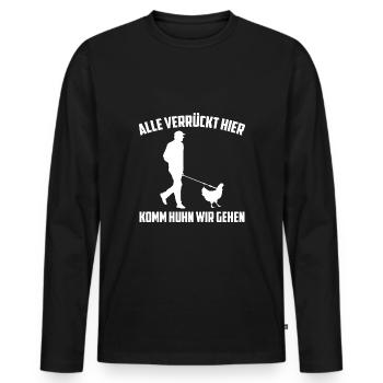 Huhn, Bauernhof, Hühner, Spruch, Bauer Hühnerstall - Männer Premium Bio Langarmshirt - Schwarz - Vorne - Nico (187cm)