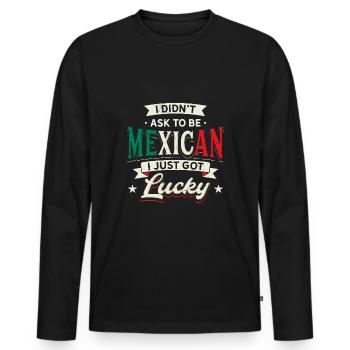 Mexican Pride - I Got Lucky Design - Men's Premium Organic Long Sleeve Shirt - black - Front - Nico (187cm)