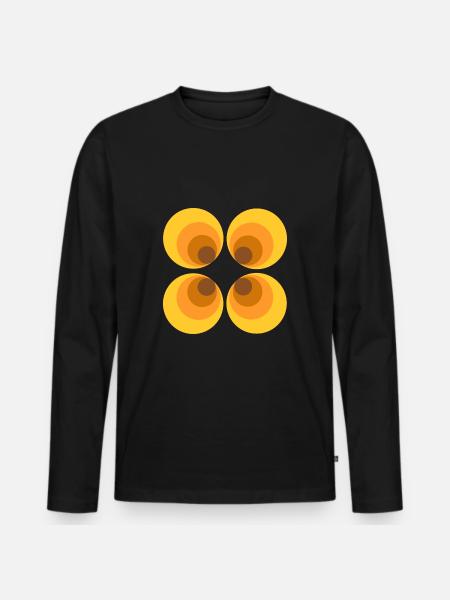 70s Flower Pattern - Men's Premium Organic Long Sleeve Shirt - black