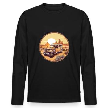 Oldtimer in the Desert - Men's Premium Organic Long Sleeve Shirt - black - Front - Nico (187cm)