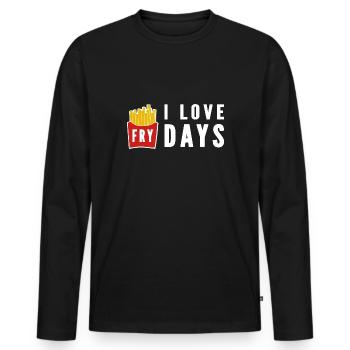 I Love Fry Days - Men's Premium Organic Long Sleeve Shirt - black - Front - Nico (187cm)