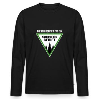 Bushcraft Nature Reserve Outdoor Wild Hiking - Men's Premium Organic Long Sleeve Shirt - black - Front - Nico (187cm)