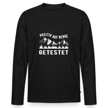 Positiv Auf Berge Getestet Bergsteiger Berg Spruch - Männer Premium Bio Langarmshirt - Schwarz - Vorne - Nico (187cm)