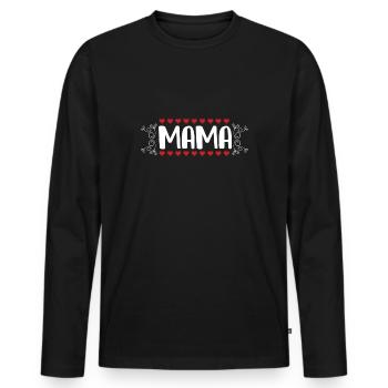 MAMMA - Männer Premium Bio Langarmshirt - Schwarz - Vorne - Nico (187cm)
