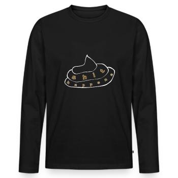 shit happens 1 - Men's Premium Organic Long Sleeve Shirt - black - Front - Nico (187cm)