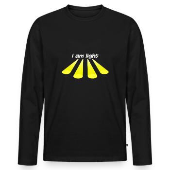 i am light - Männer Premium Bio Langarmshirt - Schwarz - Vorne - Nico (187cm)