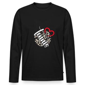 Tennis Match Ball Tennis Player Tennis-leopard-love - Men's Premium Organic Long Sleeve Shirt - black - Front - Nico (187cm)