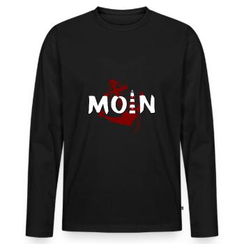 Moin lighthouse anchor - Men's Premium Organic Long Sleeve Shirt - black - Front - Nico (187cm)