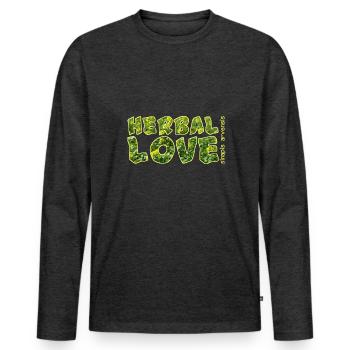 Moutarde d’amour à base de plantes - T-shirt manches longues Premium bio Homme - anthracite chiné - Devant - Nico (187cm)