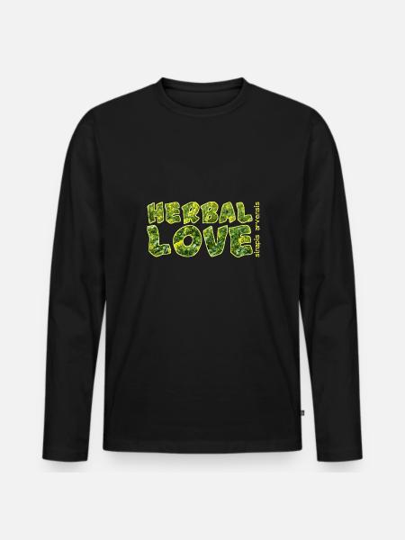 Herbal Love Mustard - Men's Premium Organic Long Sleeve Shirt - black