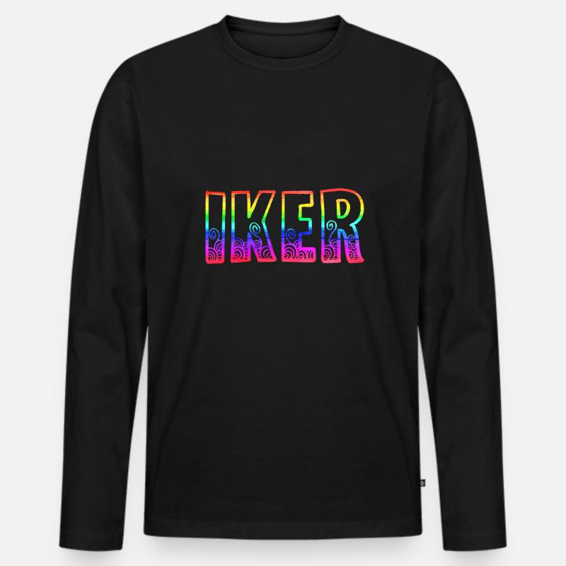 iker rs regenbogen - Männer Premium Bio Langarmshirt - Schwarz