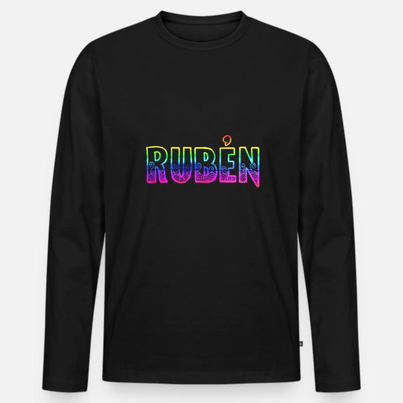 rubén rs regenbogen - Männer Premium Bio Langarmshirt - Schwarz