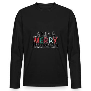 Joyeux Noël Joyeux Noël - T-shirt manches longues Premium bio Homme - noir - Devant - Nico (187cm)