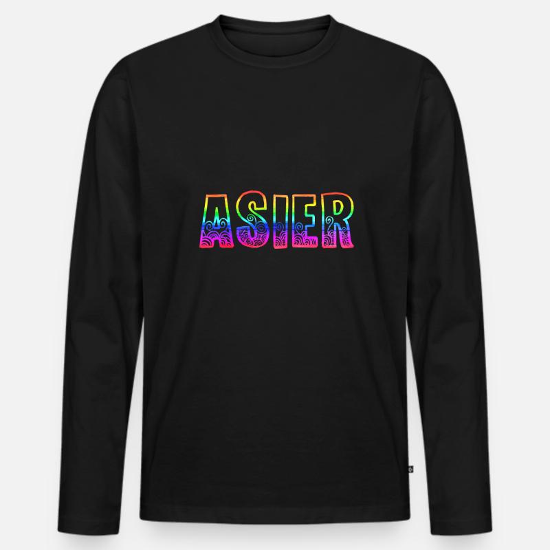 asier rs regenbogen - Männer Premium Bio Langarmshirt - Schwarz