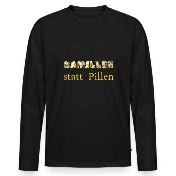 kamillen statt pillen - Männer Premium Bio Langarmshirt - Schwarz - Vorne - Nico (187cm)