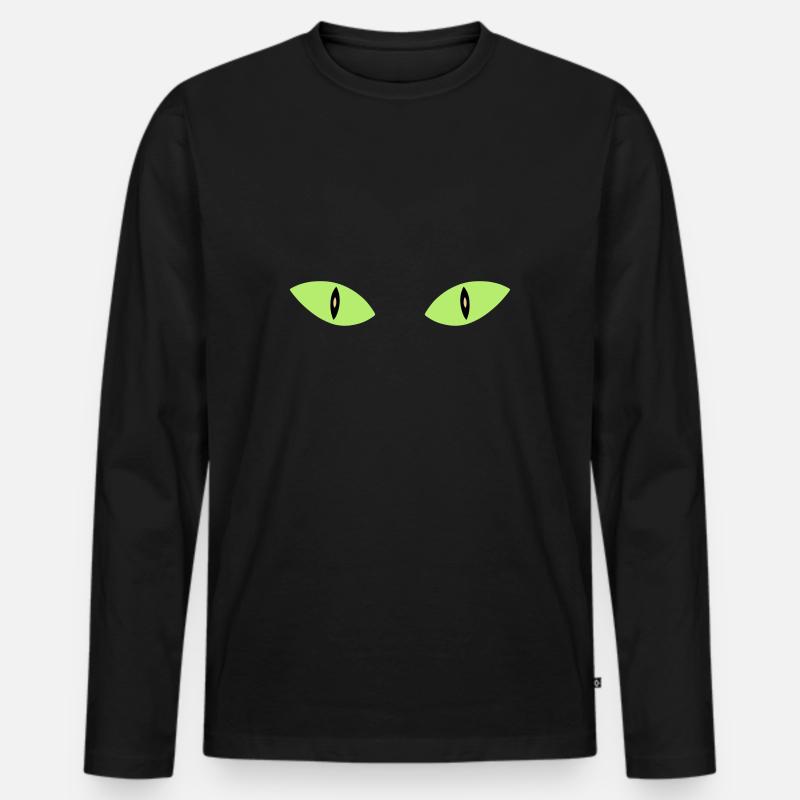 ★ Designfarben änderbar ★ Zwei Katzenaugen - Männer Premium Bio Langarmshirt - Schwarz