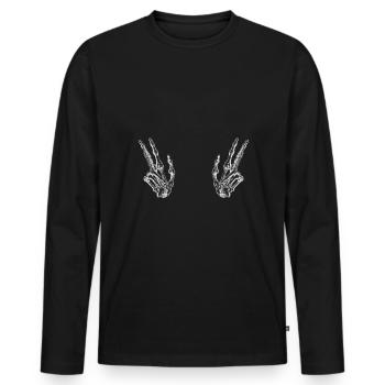 Skeleton hand Viktory - Men's Premium Organic Long Sleeve Shirt - black - Front - Nico (187cm)