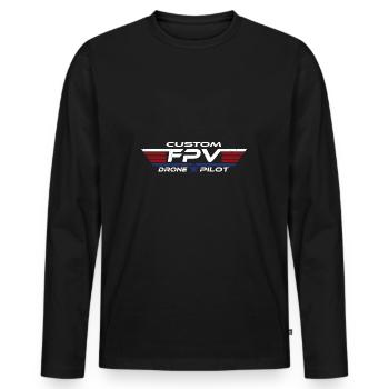 FPV Drone Drone Pilote de drone Pilote de drone Pilote de drone - T-shirt manches longues Premium bio Homme - noir - Devant - Nico (187cm)