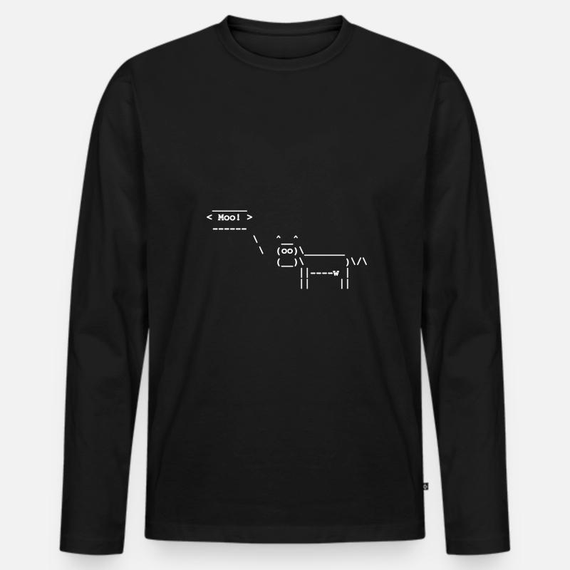 Cowsay - Linux - Terminal - Männer Premium Bio Langarmshirt - Schwarz