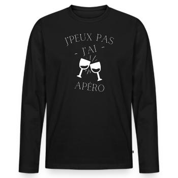 J'peux pas j'ai Apéro - T-shirt manches longues Premium bio Homme - noir - Devant - Nico (187cm)