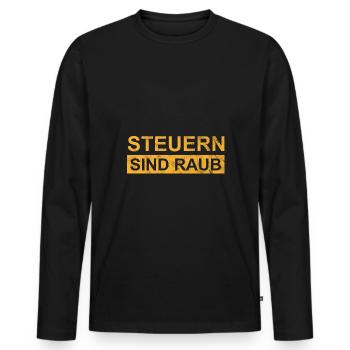 Steuern sind Raub - Männer Premium Bio Langarmshirt - Schwarz - Vorne - Nico (187cm)