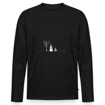 Snow Snowman Dog Stick Throwing Sticks - Men's Premium Organic Long Sleeve Shirt - black - Front - Nico (187cm)