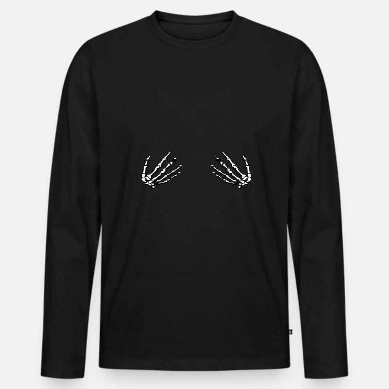 Skull Skeleton Hand - Männer Premium Bio Langarmshirt - Schwarz