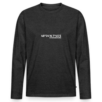 Strasbourg Coordinates - Men's Premium Organic Long Sleeve Shirt - heather anthracite - Front - Nico (187cm)