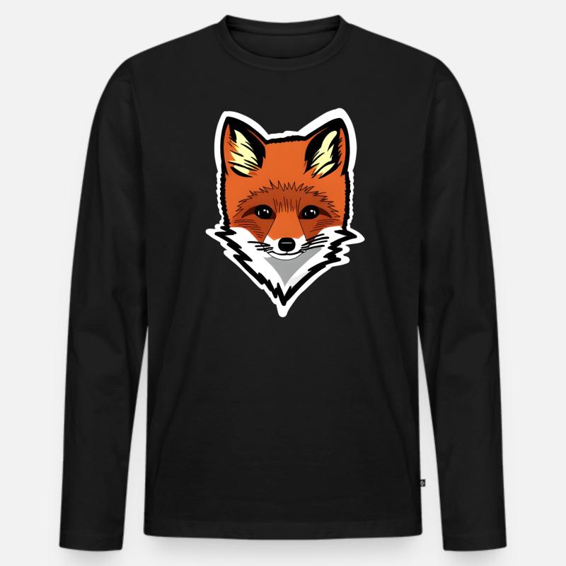 Fuchs - Männer Premium Bio Langarmshirt - Schwarz